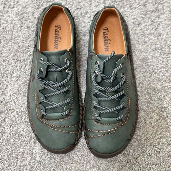 Men's NWT Green & Brown Piping Fashion Sneakers Size 11 - Picture 3 of 4